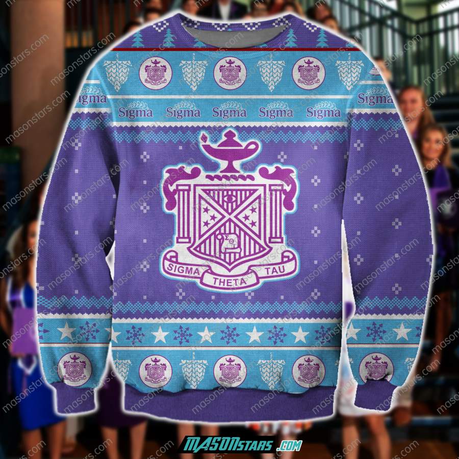 3D ALL OVER PRINT KNITTING PATTERN SIGMA THETA TAU UGLY CHRISTMAS SWEATER