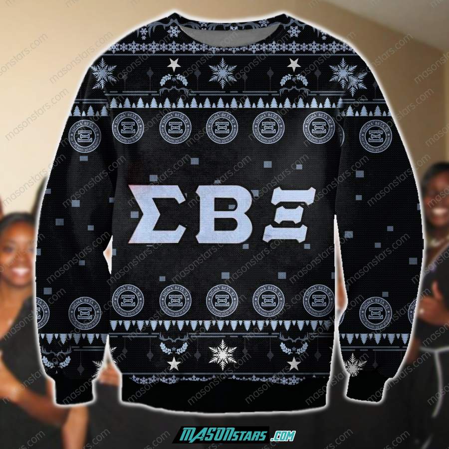 3D ALL OVER PRINT KNITTING PATTERN SIGMA BETA XI UGLY CHRISTMAS SWEATER