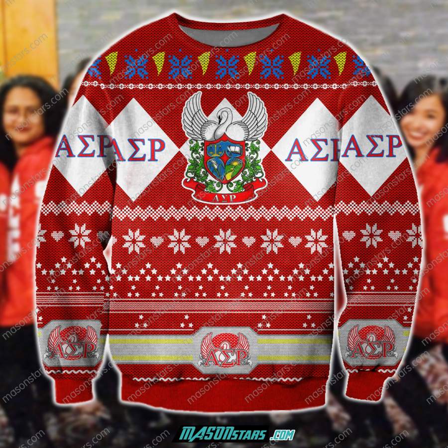 3D ALL OVER PRINT KNITTING PATTERN ALPHA SIGMA RHO UGLY CHRISTMAS SWEATER