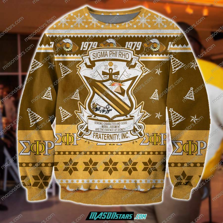 3D ALL OVER PRINT KNITTING PATTERN SIGMA PHI RHO UGLY CHRISTMAS SWEATER