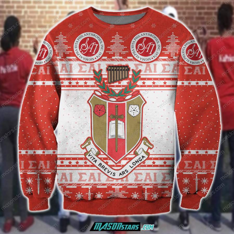 3D ALL OVER PRINT KNITTING PATTERN SIGMA ALPHA IOTA UGLY CHRISTMAS SWEATER