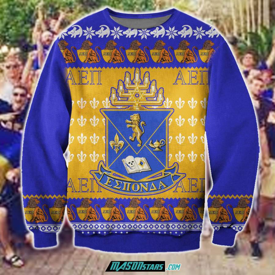 3D ALL OVER PRINT ALPHA EPSILON PI UGLY CHRISTMAS SWEATER